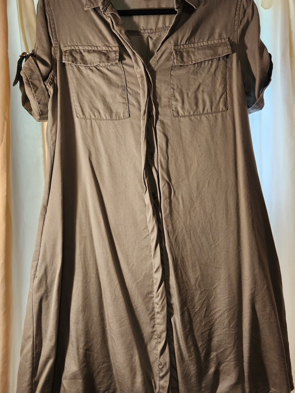 Button-Front Shirt Dress in Grey